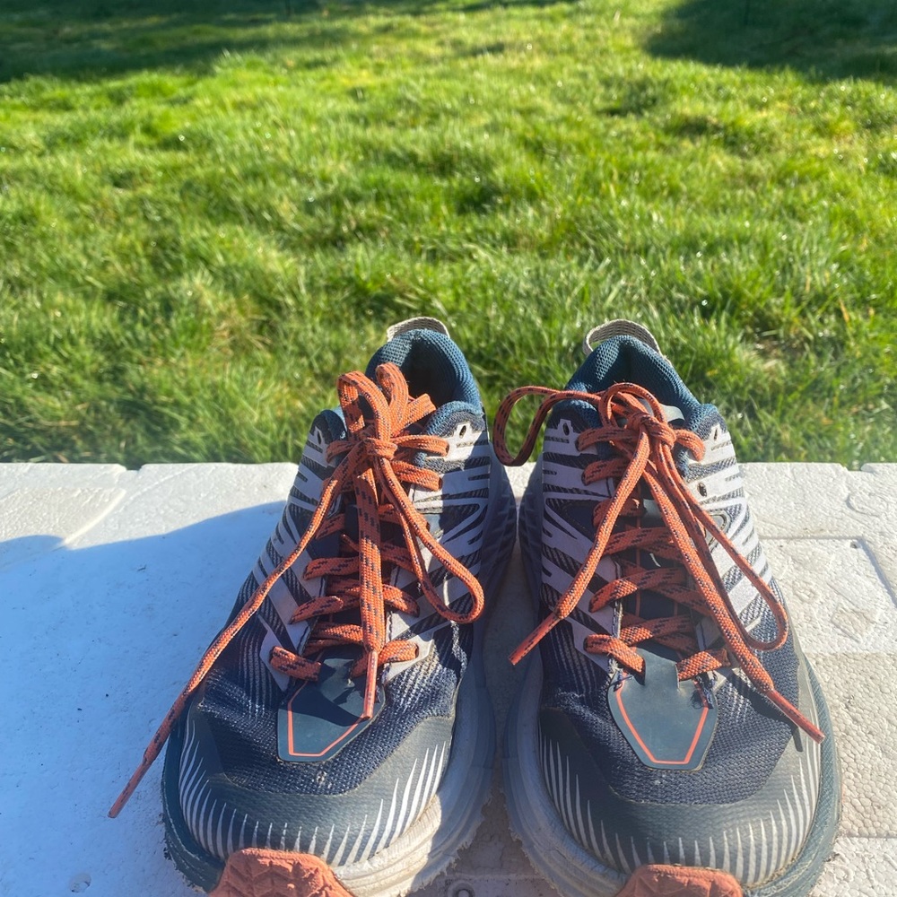 Hoka Speedgoat 4 Womens Black and White Trail Outdoor Running Sneakers Size 5 - Picture 4 of 16